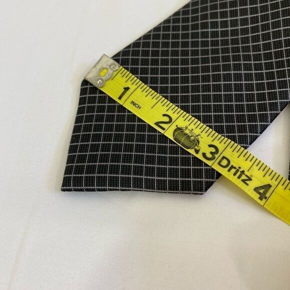 Michael Kors Checkered Black and White Silk Tie - Picture 3 of 4